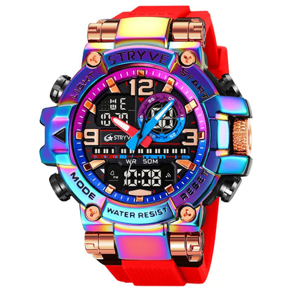 New STRYVE Watch for Men's High Quality Digital-Analog Dual Movement 5ATM Waterproof Watches Fashion Sports Men's Watch 8025