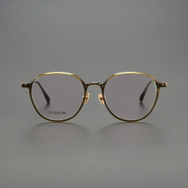 Montura de gafas de acetato de titanio vintage para hombres y mujeres, montura de gafas ópticas ultraligeras de borde delgado para hacer gafas graduadas