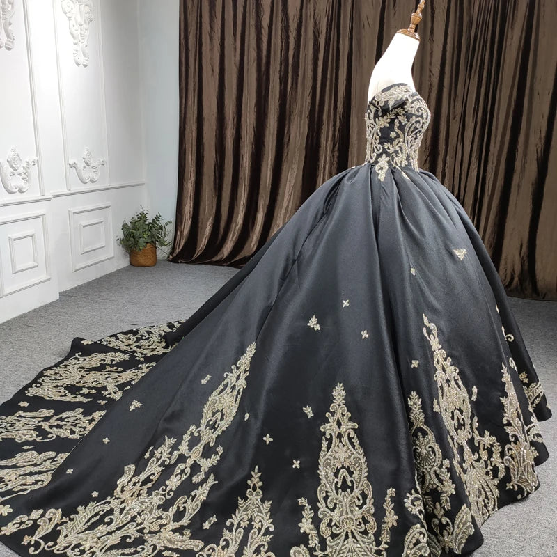 Quinceanera Dresses Ball Gown Flower Vestidos De 15 Años Black Sweetheart Appliques Evening Party Dress 2022 DY9871 Bar Mitzvah