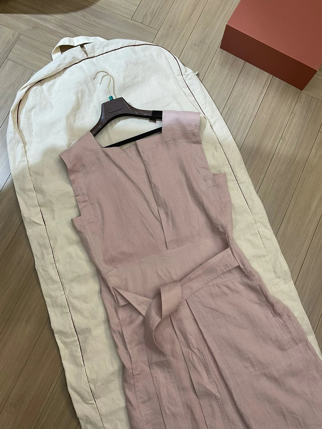 Summer L*P Linen Sleeveless Dress With Waist Elegant Long Skirt