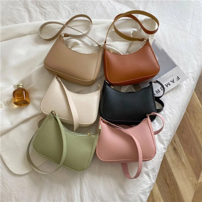 Sac à bandoulière rétro en cuir PU de couleur unie pour femmes, sacs à main tendance, sacs à main décontractés Hobos et sacs à main pour dames