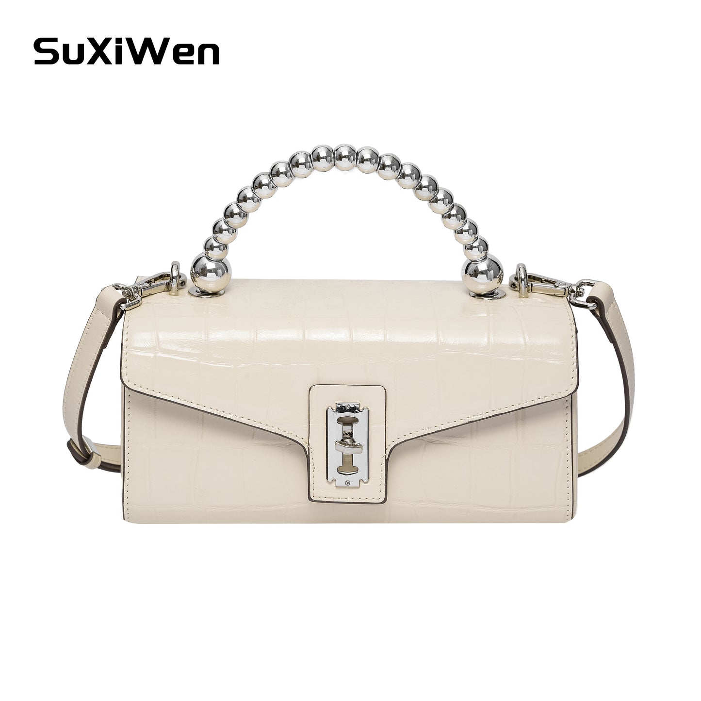 Luxury Woman Tote Bag Retro Tofu Small Square Beads Shoulder Bag Messenger Female Cowhide Leather Flap Handbag 2022