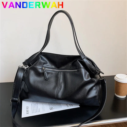 Large Black Shoulder crossbody Bags for Women 2024 Hobo Shopper Sac Solid Color Quality PU Leather Handbag Lady Travel Tote Bag