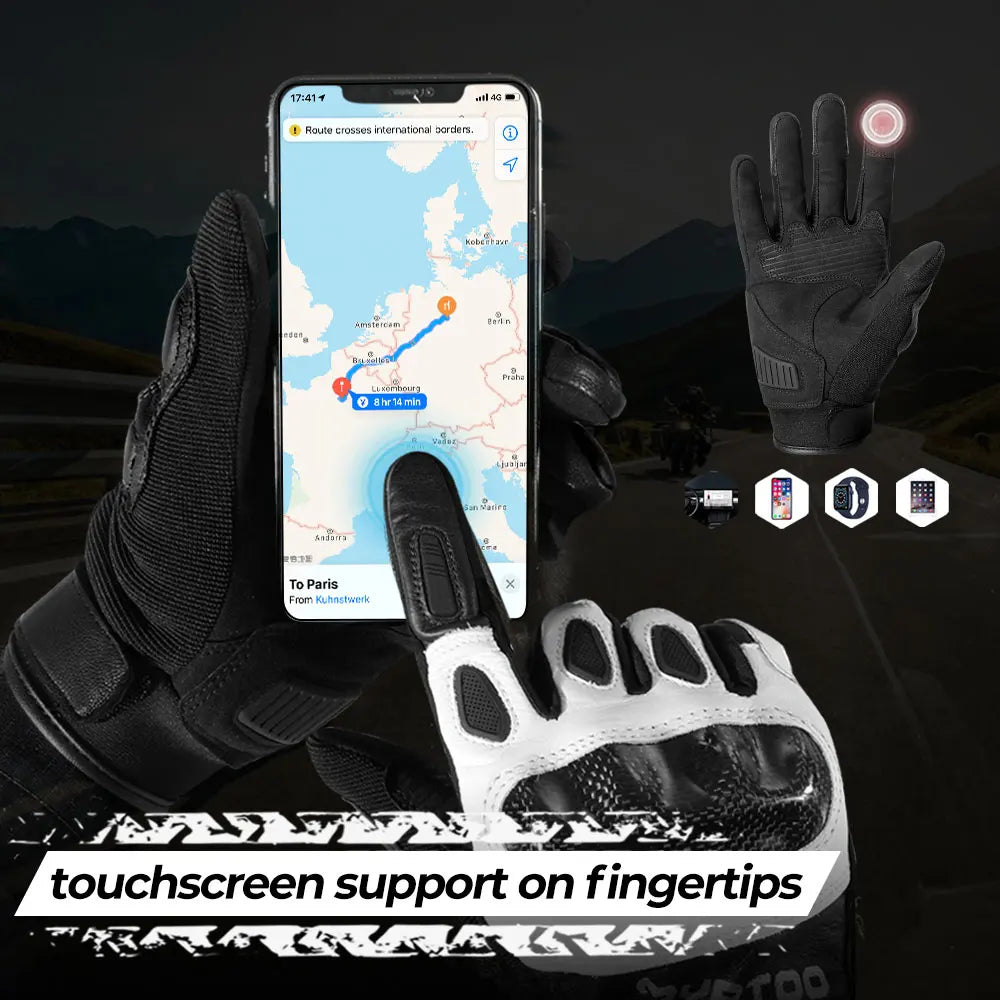 Gants de cyclisme en cuir pour hommes, écran tactile, vélo de route, VTT, équitation, sport, randonnée, vélo, moto, équipement de protection antidérapant