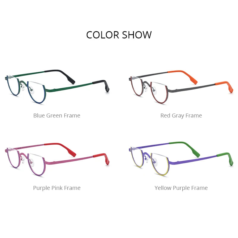 FONEX Lunettes en titane pur pour femmes 2023 Nouvelles lunettes de vue rondes 3/4 colorées à la mode pour hommes F85785