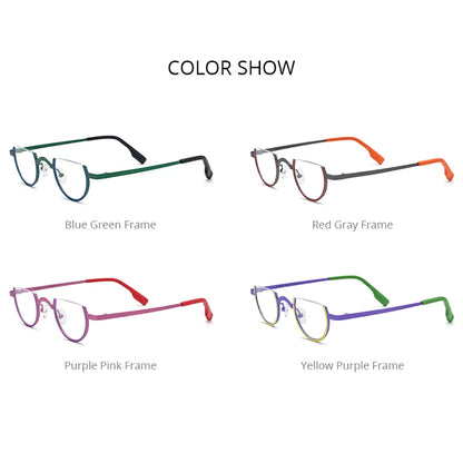 FONEX Pure Titanium Glasses Women 2023 New Men Fashion Colorful 3/4 Round Eyeglasses Eyewear F85785