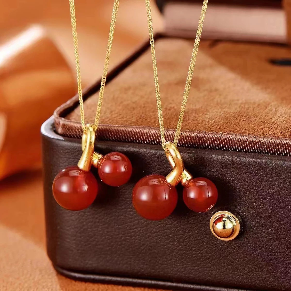 Szjinao Original 18k Real Gold Necklace Cherry Pendant Charm With Certificate Luxury K Gold Necklaces Jewelry For Women On Trend