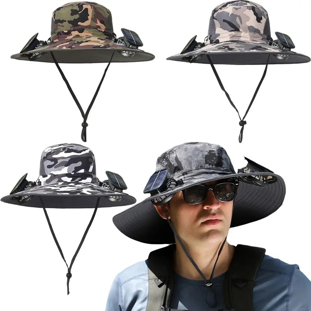 Chapeau de soleil à 2 ventilateurs solaires avec ventilateur solaire respirant, recharge USB, chapeau de soleil à large bord, réglable, étanche, double mode, casquette de ventilateur pour femmes