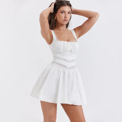 Robe courte sexy en dentelle pour femme, nouvelle collection, robe d'été trapèze, vêtements pour femmes