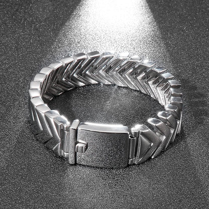 Pulsera de acero inoxidable con dijes punk de Fongten para hombre, pulseras pesadas con cadena de hueso de serpiente, brazaletes para hombre, joyería pulida de color plata