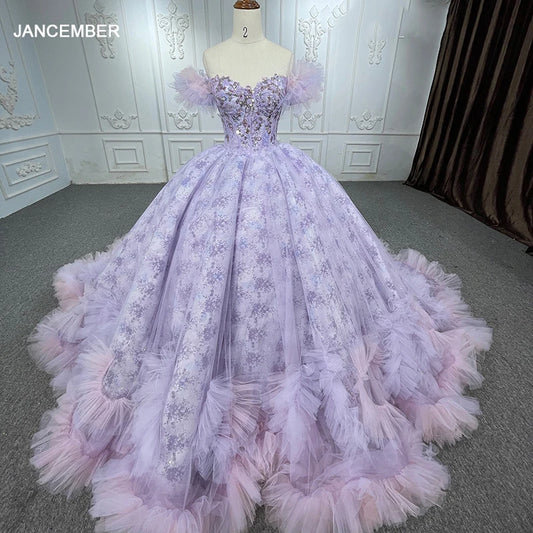 Robes De Quinceañera exquises robe De bal robes De 15 ans violet dentelle paillettes DY6545 robes De soirée Bar Mitzvah