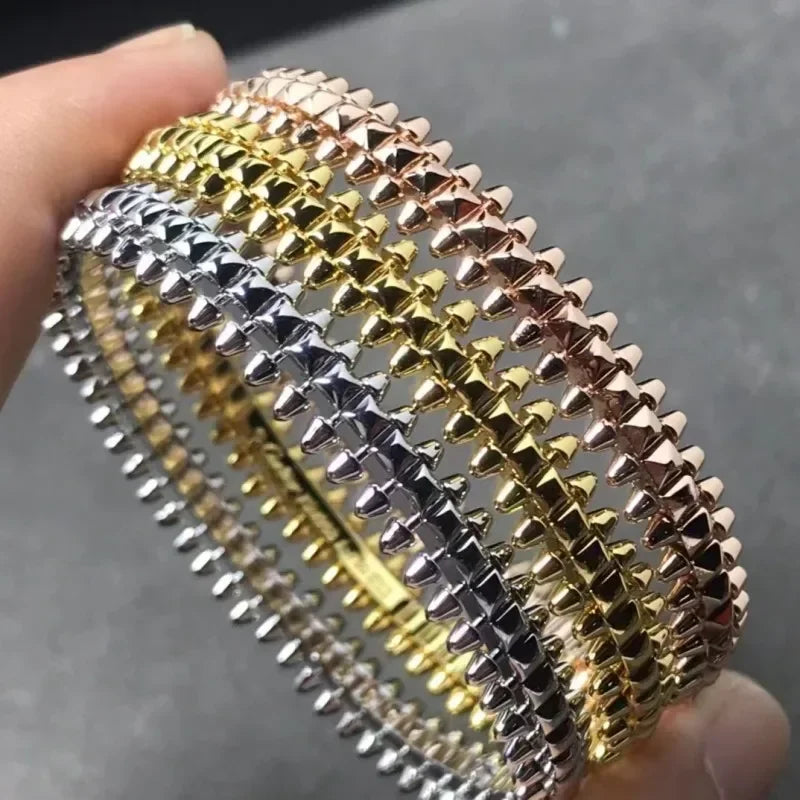 Bracelet en acier titane plaqué or K pour homme et femme, bijou de luxe rotatif, style punk, cadeau de fête, ne se décolore pas