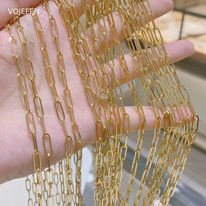 VOJEFEN Collares De Oro De 18 K Joyas Auu750 Cadenas Cruzadas De Oro Gargantilla Eslabones Cuello Marca De Lujo Joyería De Calidad Fina Certificada