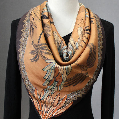 88×88cm 18MM 100% Silk Twill Scarf For Women Luxury Brand Double Sides With Different Design Square Size Shawls And Wraps Autumn