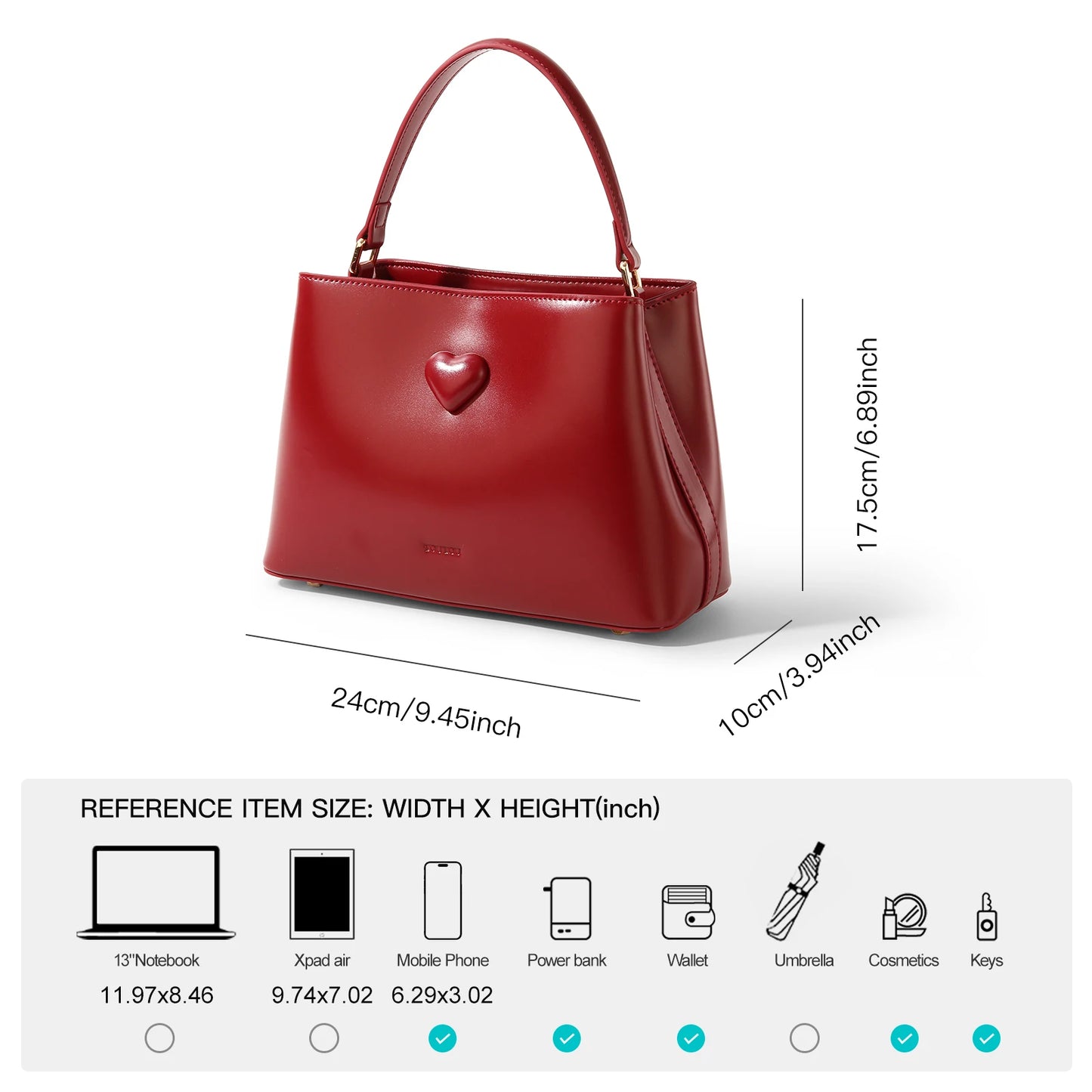 TOUTOU Women Handbag Cowhide Small Handheld Wedding Bag for Female Brides Daily Commuting Love One Shoulder Crossbody Red Bag