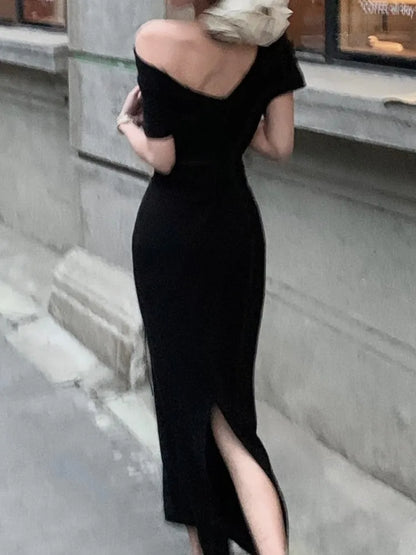 Robe de soirée mi-longue élégante et moulante pour femme, tenue de soirée sexy, vintage, décontractée, pour bal d'anniversaire, chic