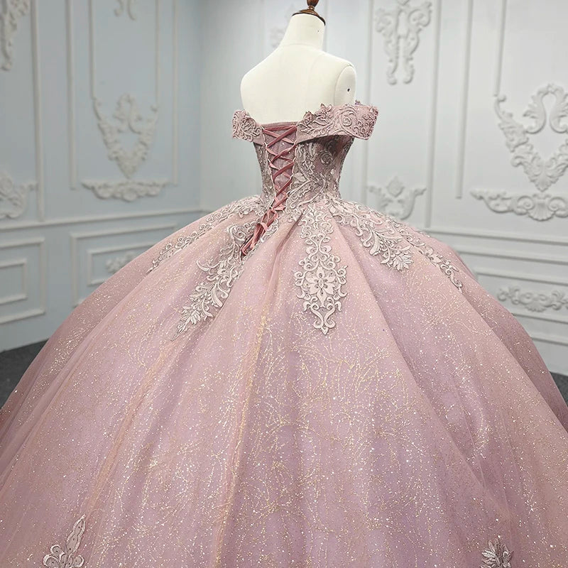 Robes de Quinceanera Robe de bal Fleur Robes De 15 Años Rose Broderie DY9915 Dentelle Perles Robe de soirée 2023 Bar Mitzv