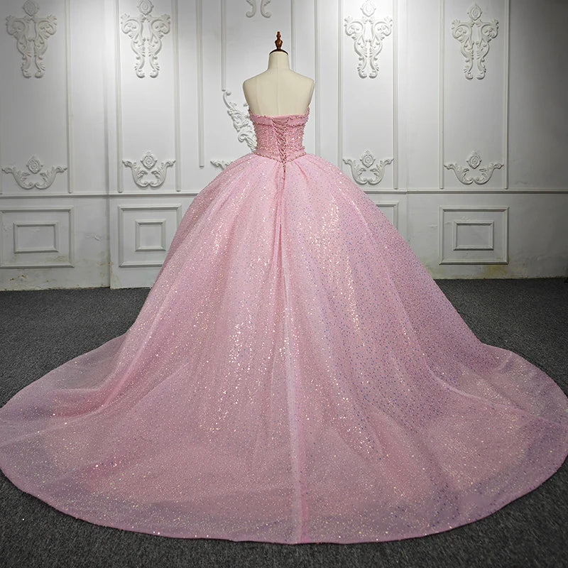 JANCEMBER Romantic Quinceanera Dresses Organza Ball Gown Sequined Evening dresses 2024 Pink Sweetheart DY1141 Bar Mitzvah