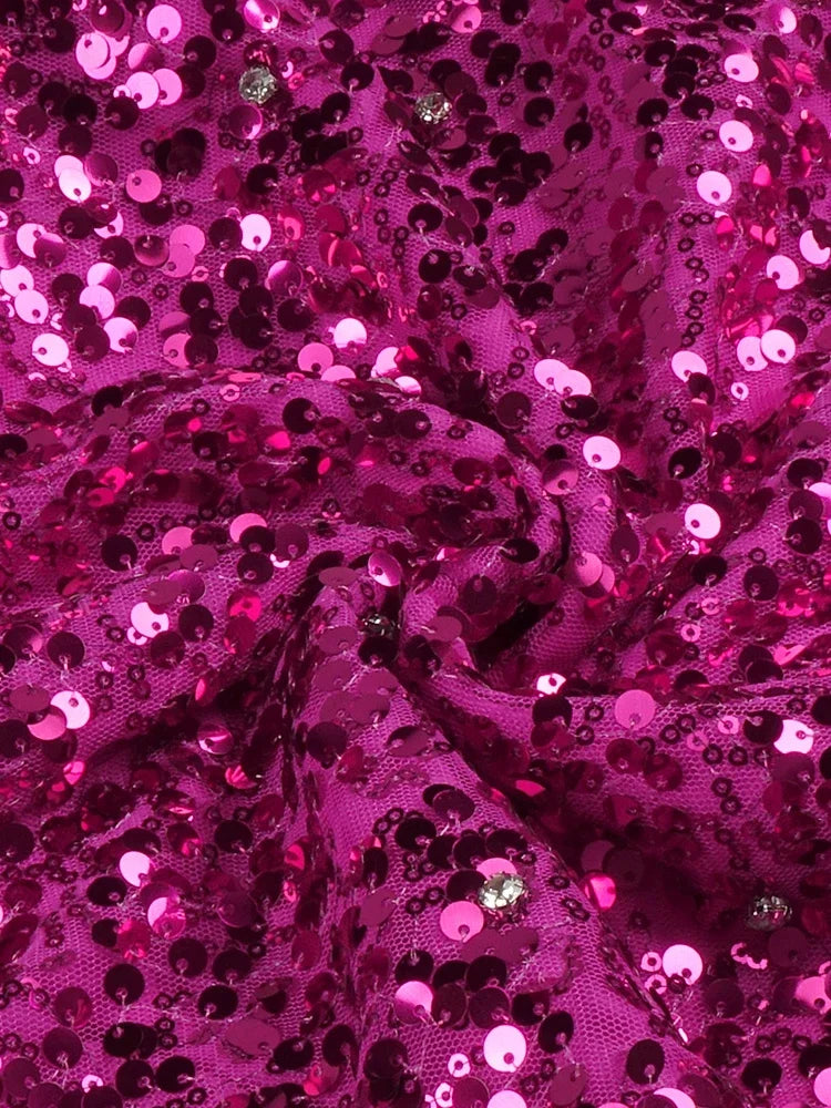 Robe longue sexy une pièce fendue haute pour femme avec paillettes de luxe en magenta pour les occasions formelles été 2023