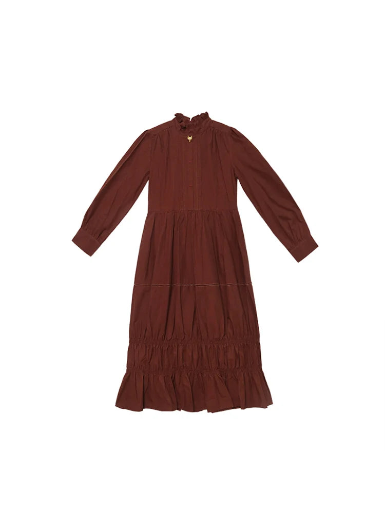 Robe plissée à manches longues pour femme, printemps et automne