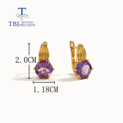 Light luxury retro natural amethyst ring earrings pendant necklace set women 925 sterling silver new fine jewelry