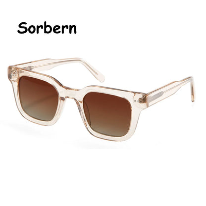 Lunettes de soleil polarisées carrées en acétate de cristal de marque pour femmes et hommes, lunettes de soleil de luxe pour hommes, nuances UV400 Zonnebril Dames