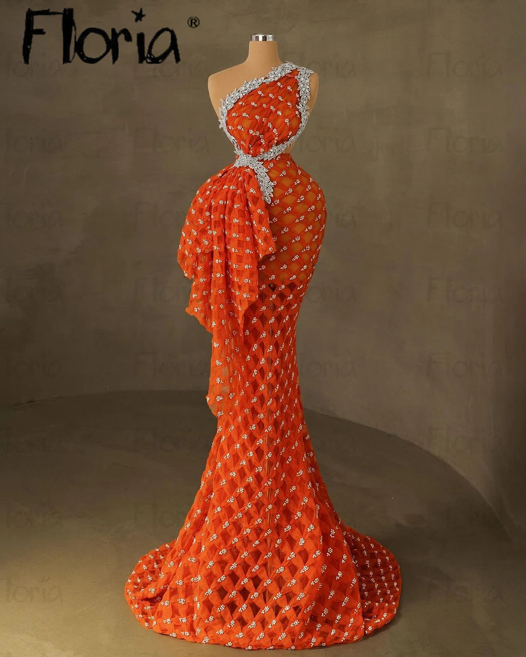 Superbe robe de soirée de concours orange à une épaule sans manches robe de cocktail sirène robe de soirée d'anniversaire pour femme personnalisable grande taille