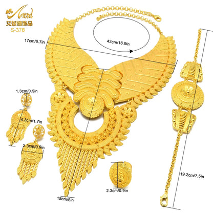 ANIID Ensemble de bijoux indiens de grande taille en or pour femmes, colliers, cadeaux de mariage, de fête africaine, de Dubaï, colliers arabes