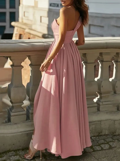 Vestido elegante de lujo para mujer, color rosa, para cóctel, noche, gala, graduación, ocasión formal, dama de honor