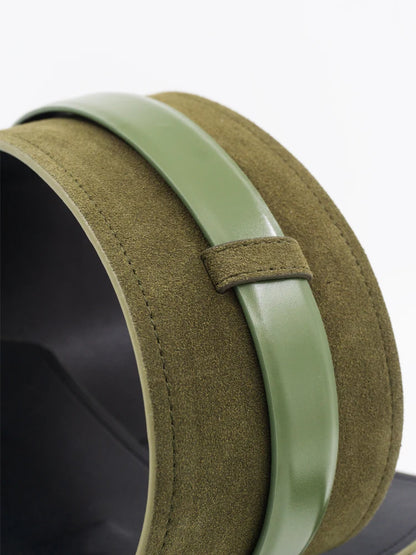 Ceinture double usage en daim rétro avec ceinture contrastante en cuir marron et ceinture de veste et large ceinture