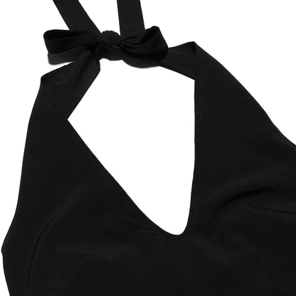 Oligai Vestidos elegantes y hermosos de verano para mujer 2024 Vestidos de fiesta negros con cuello halter Vestido corto acampanado Ropa sexy para dama