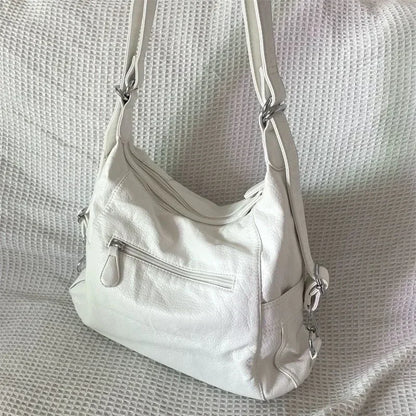 Xiuya Y2k Sac à bandoulière de grande capacité en cuir PU blanc Sac à main croisé Style américain Punk Goth Mode Sac à main de créateur simple