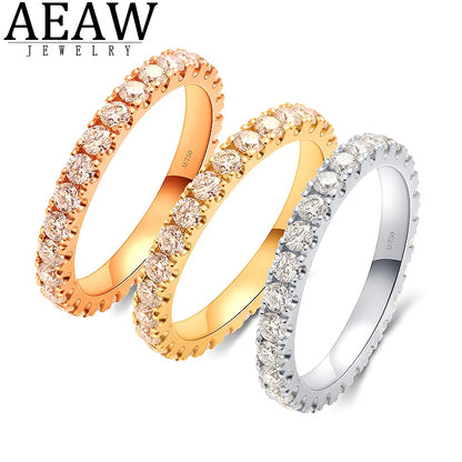 14k White Yellow Rose Gold DEF Color VS Round Cut Lab Grown Diamond CVD HPHT Diamond Band Full Eternity for Women