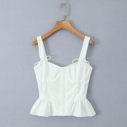 Top corto blanco de verano Oligai 2024, recién llegado, tops ajustados sexis con lazo, tops casuales de moda para fiestas nocturnas, venta al por mayor