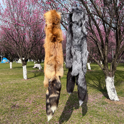 2023 women spring winter real fox fur long scarf fashion genuine silver fox fur bigger collar luxury natural red fox fur shawl