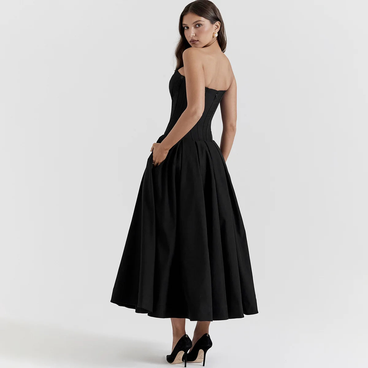 Robe d'été rouge sans bretelles Oligai pour occasions formelles, mi-longue, élégante, pour fête d'anniversaire, mariage, robe d'invité, ajustée et évasée, vêtements pour femmes