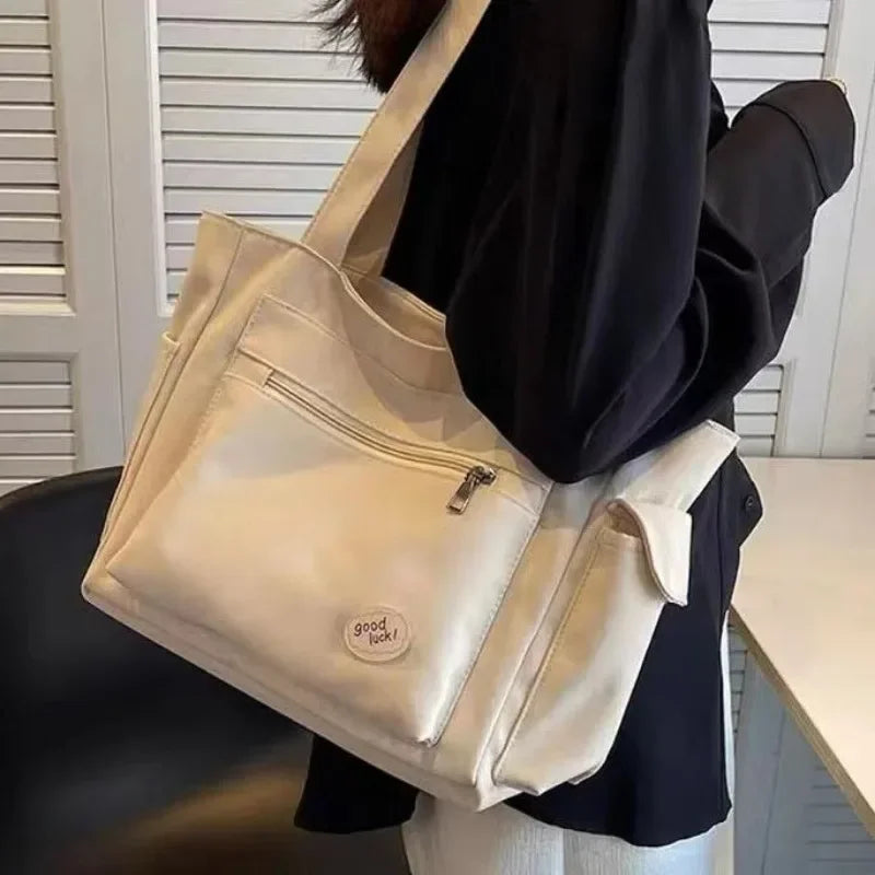 Bolso de hombro de moda para mujer, bolso de mano para estudiantes de clase de gran capacidad, nuevo bolso de lona para viajes diarios, bolso para mujer 2024