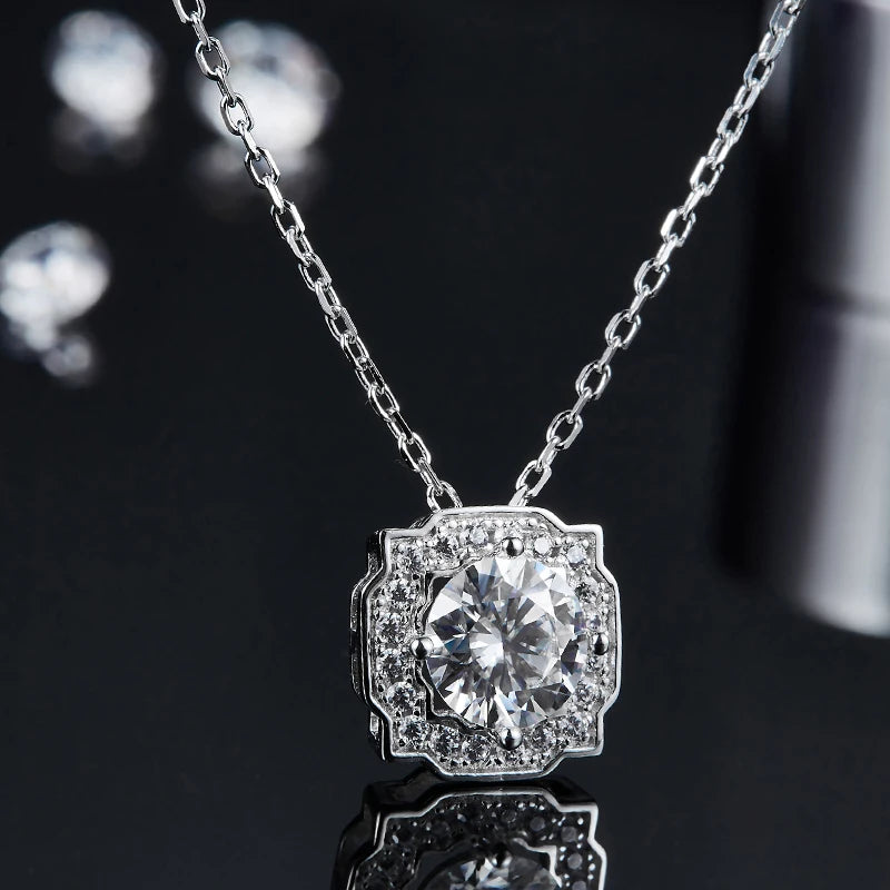 Bijoux de luxe pour femmes en argent sterling 925 avec collier et boucles d'oreilles à tige en diamant de laboratoire de haute qualité avec certificat