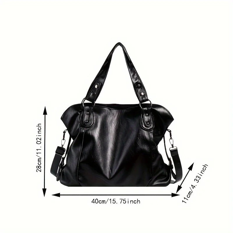 Luxury High Quality Casual Soft Women Tote Shoulder Bags Large Capacity leather Shopper Bag Fashion Black Zipper Travel Handbag