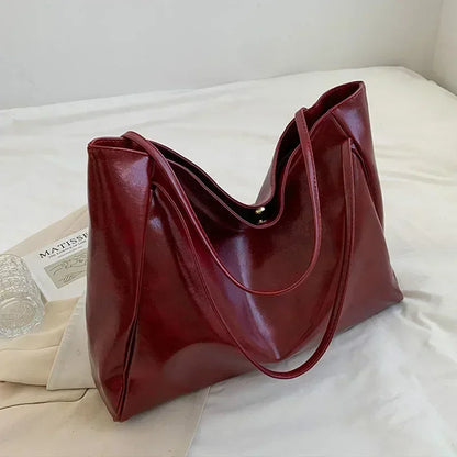 Sac fourre-tout tendance pour femme, pochette sous les bras, grande capacité, en cuir PU souple, sac à bandoulière rétro, sac seau décontracté et portable