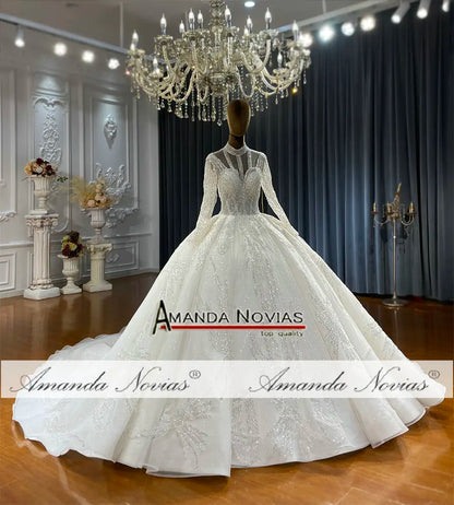 NS4684 HIgh Neckline Ball Gown Bridal Dress Amanda Novias