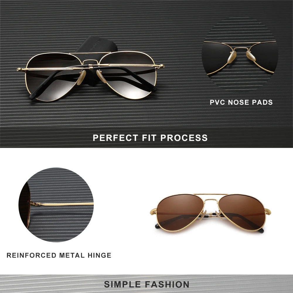 NINESUN Pilot Men‘s ’Sunglasses Polarization UV400 Anti-reflection Full Frame Alloy Parsnip Glasses Women Retro Luxury Eyewear