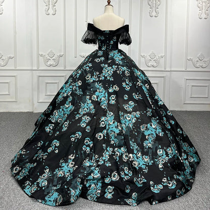 Elegant Quinceanera Dress Pull Sleeve Chic Lace Up Floor-length Ball Gown Pattern Formal Evening Dress DY9534 Vestidos