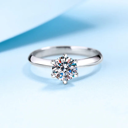 Bague de mariage NeeTim en argent sterling 925 avec diamant Moissanite de couleur D de 1 carat pour femme, bijou fin avec certificat