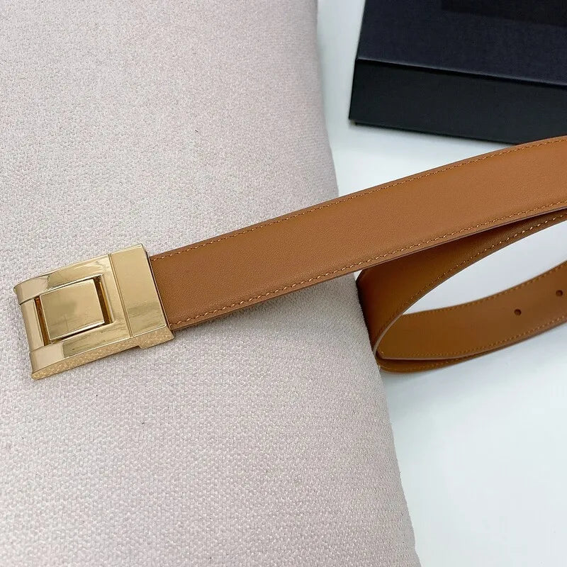 Ceinture en cuir brillant à boucle lisse pour femme d'été Ceinture simple et positive en cuir pour accessoire Ceinture complète 3.0 pour femme