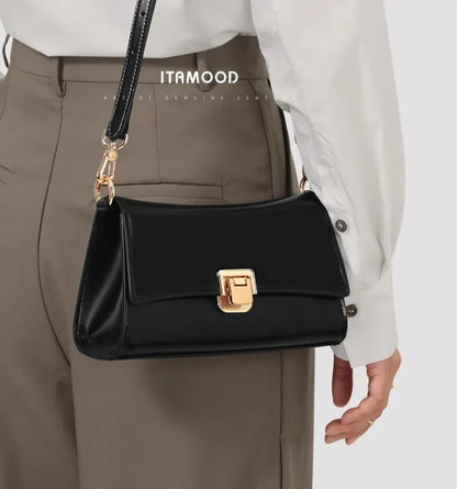 Bolso de hombro de piel auténtica ITAMOOD para cosméticos, bolso de diseño de lujo, decoración de hardware personalizada de marca, bolsos para mujer