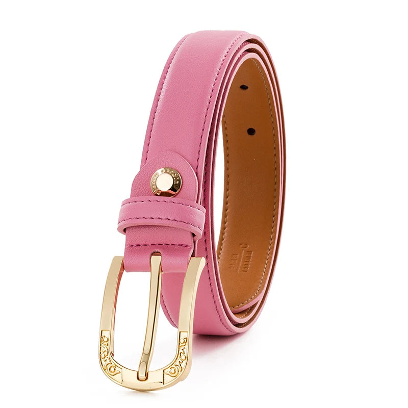 Pierre Cardin Women's  Fashion Genuine Leather Belts Needle buckle waistband for Women Pink Belt