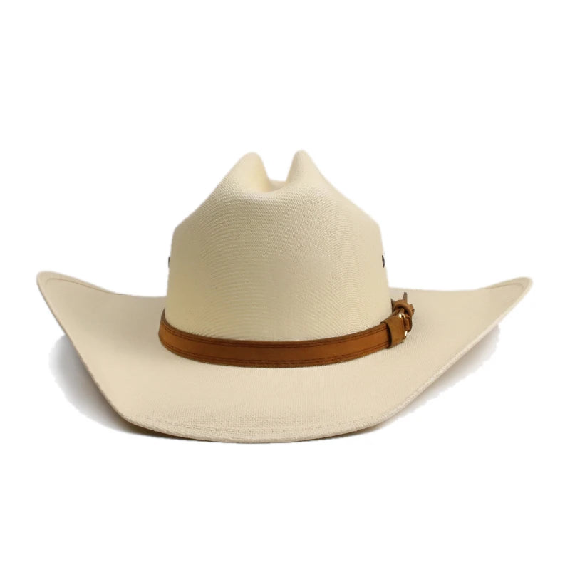 Retro Camel Leather Belt Men Women Yellowstone Beach American Western Cowboy Cowgirl Sun Hat Pinch Front Wide Brim 57-61cm