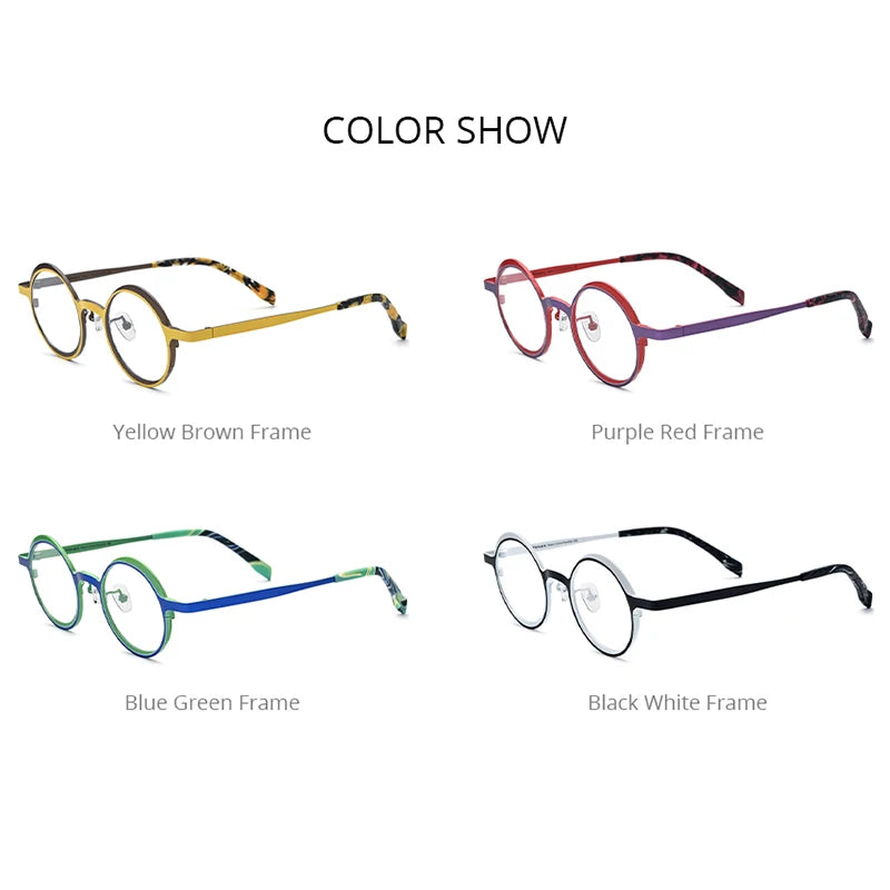 FONEX Pure Titanium Eyeglasses Frame Women 2023 Men Fashion Colorful Round Glasses Eyewear F85774