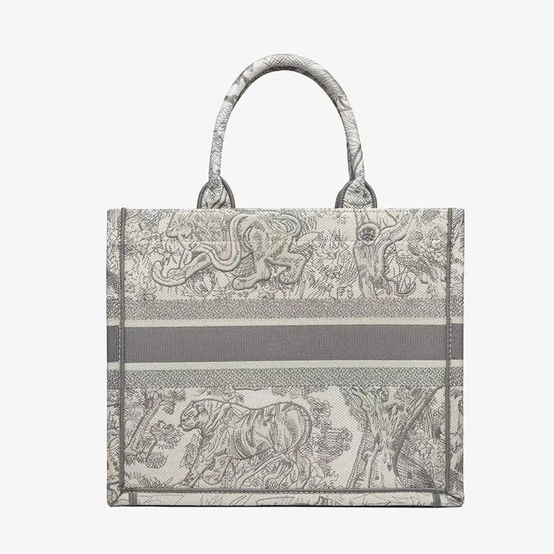 Sac fourre-tout de marque de luxe pour femme, sac à main pour femme, broderie tigre de la jungle Y2k, grande capacité, une épaule, mode rétro